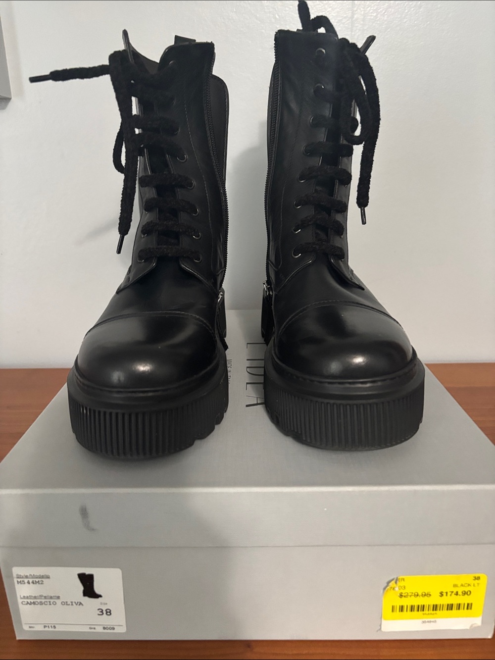 Women's Black Lace-Up Platform Combat Boots